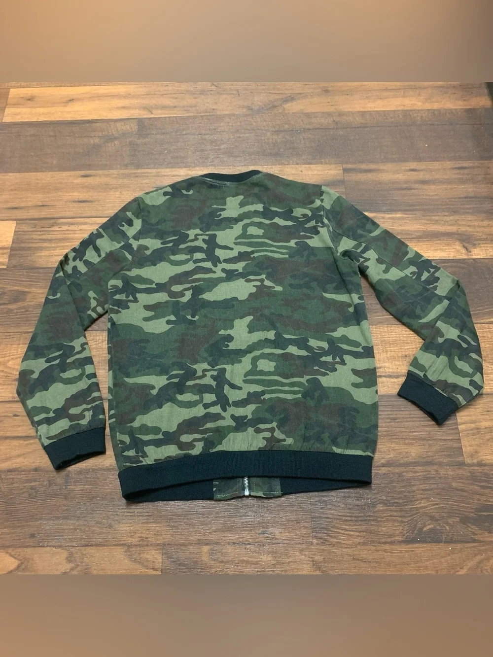 Camouflage Bomber Jacket, Women’s Size S - XS Front Zip And Pockets 100% Cotton